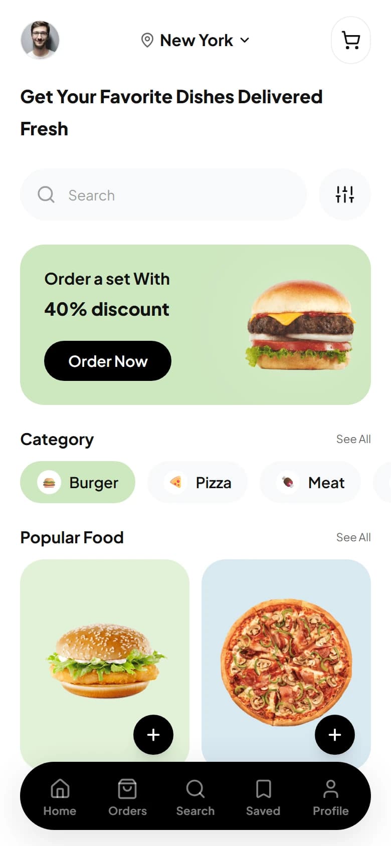 Food Delivery Home mobile UI generated by Drawgle