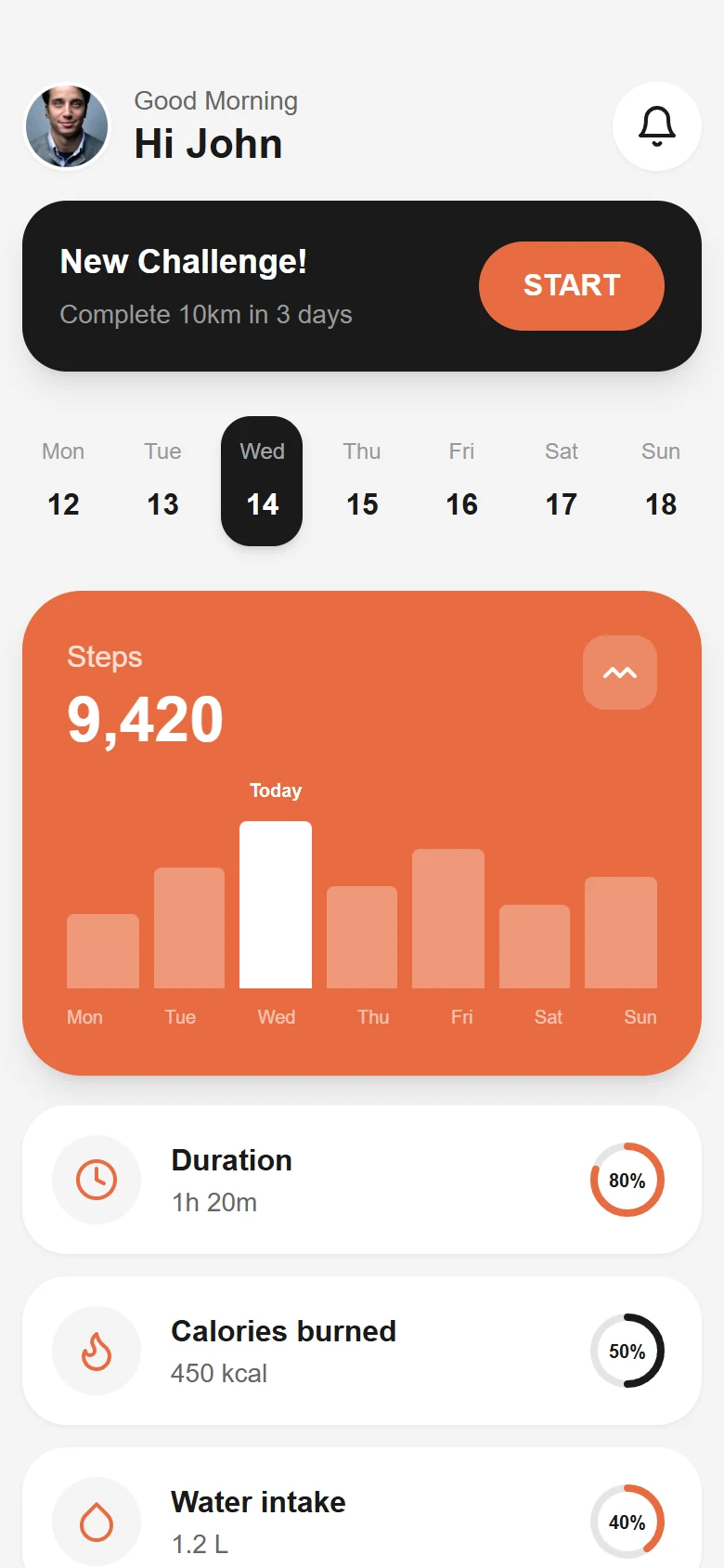 Running Tracker Health screen designed with Drawgle
